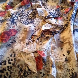 Multi colored fancy ruffled blouse